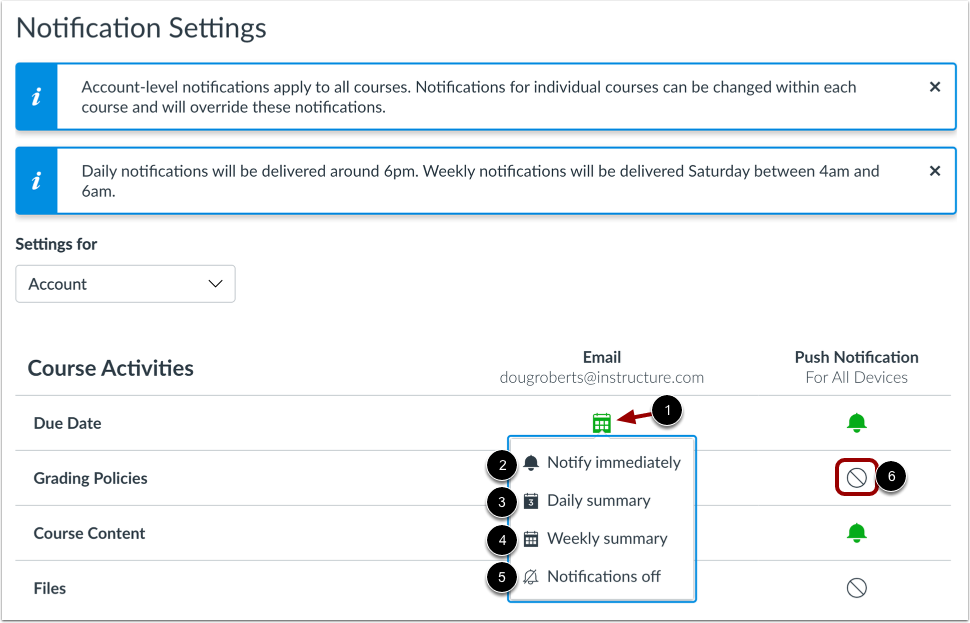 screencapture- notification settings screen from within Canvas