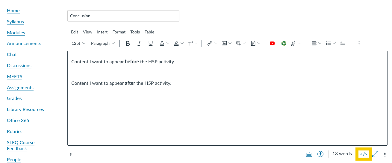H5P embed to Canvas 3