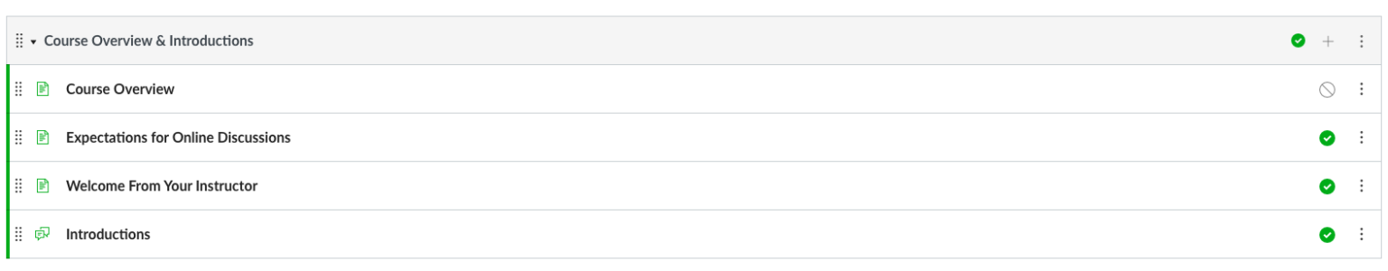 Canvas screenshot of published items