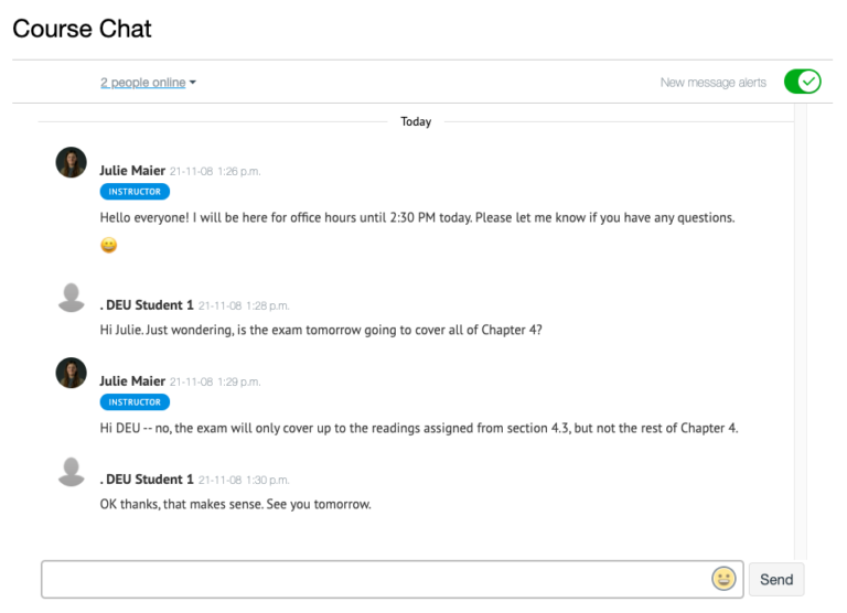 screen capture of Canvas Chat