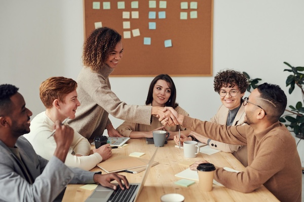 image of colleagues shaking hands