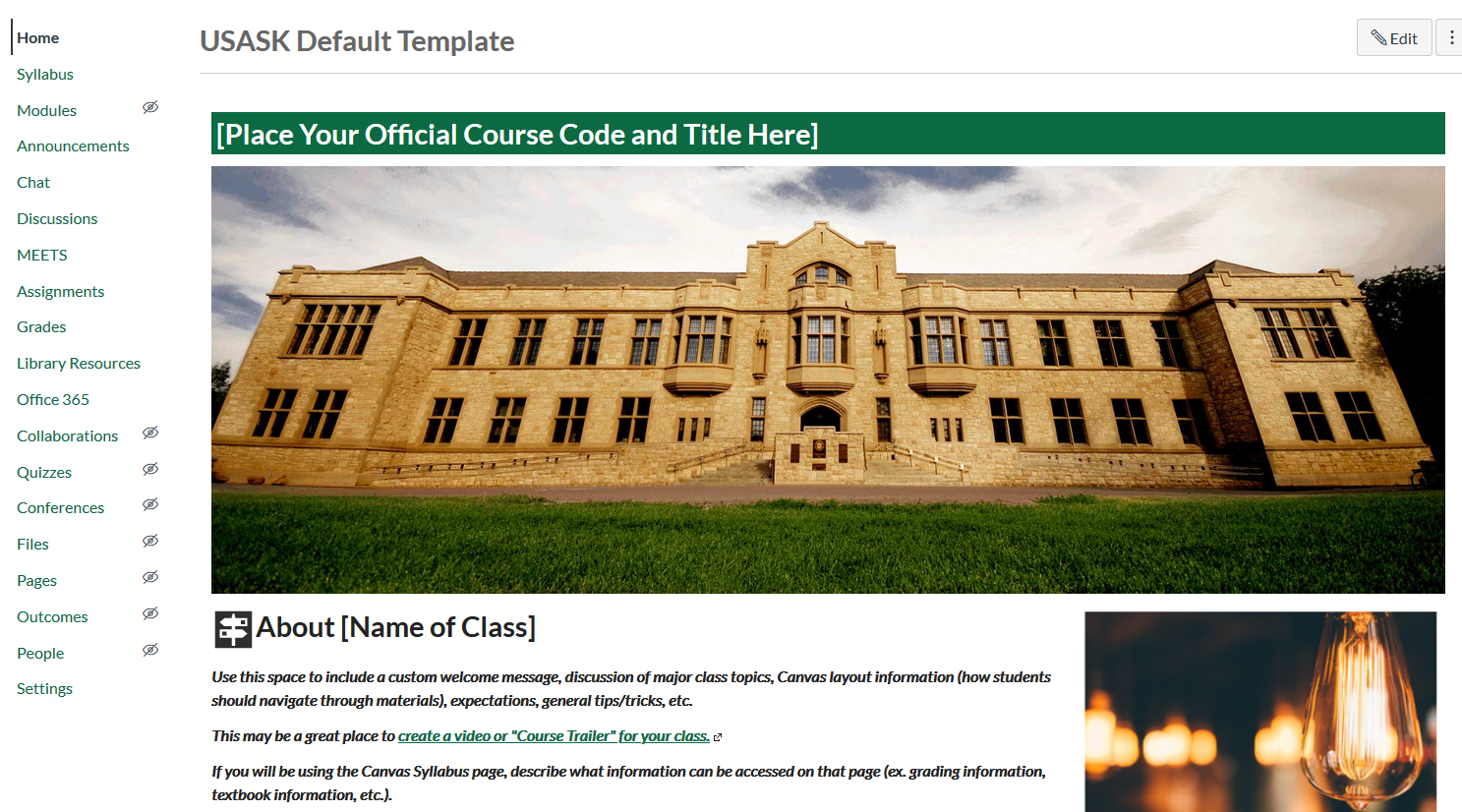 Image of the USask Canvas template